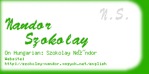 nandor szokolay business card